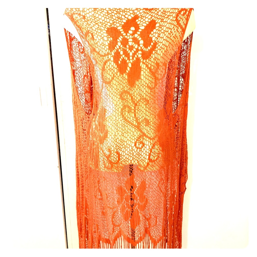 Fringed lightweight crochet vest